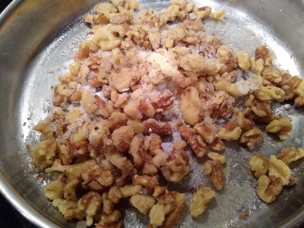 Candied Walnuts during cooking