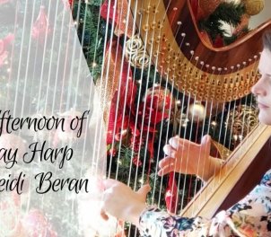 woman playing harp during christmas