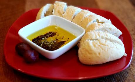 Ciabatta Bread with Olive Oil, Balsamic Vinegar, & Parmesan Cheese