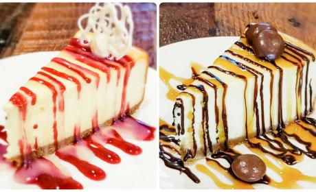 White Chocolate Raspberry Cheesecake & Chocolate & Caramel Cheesecake